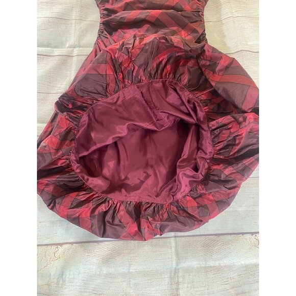 Kay Unger Women's Red Plaid Strapless 100% Silk Cocktail Dress - 8 - Picture 12 of 14